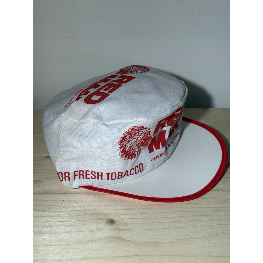 Vintage Red Man Chewing Tobacco Painters Hat Cap USA Logo White/Red - Picture 2 of 6